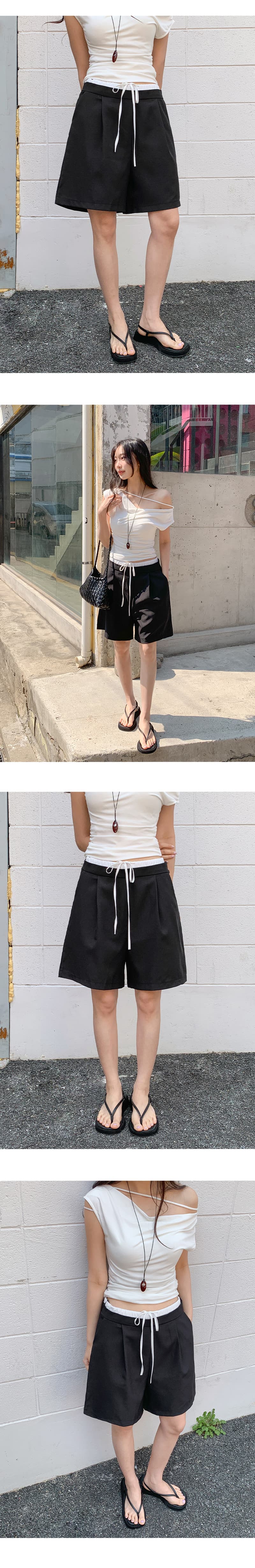 크기 있음 업데이트 한국 chic 작은 대중 배색 다용도 넓은 다리가 짧다. 바지 상세 이미지 7