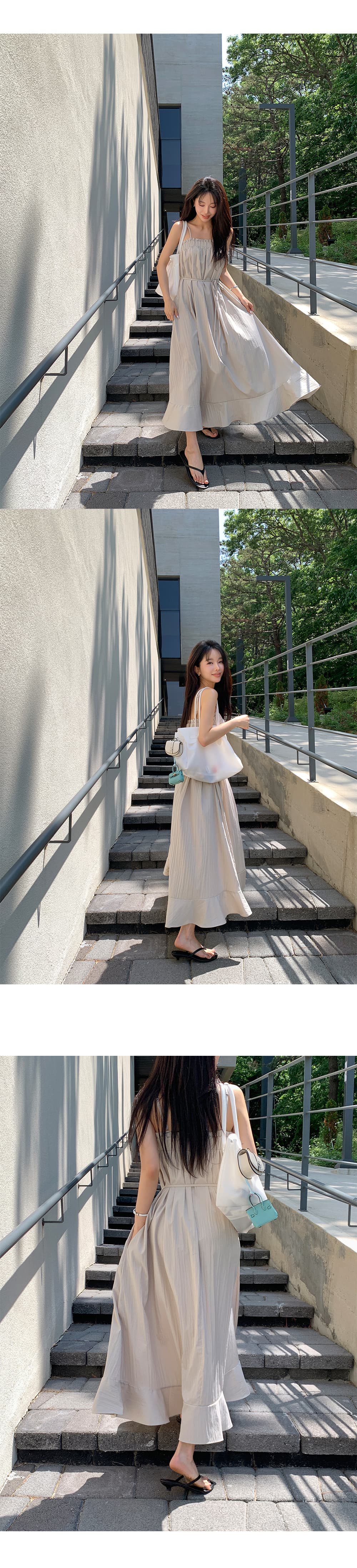 크기 있음 업데이트 한국 chic 프랑스식 루즈핏 대 치마 슬립 드레스 상세 이미지 4