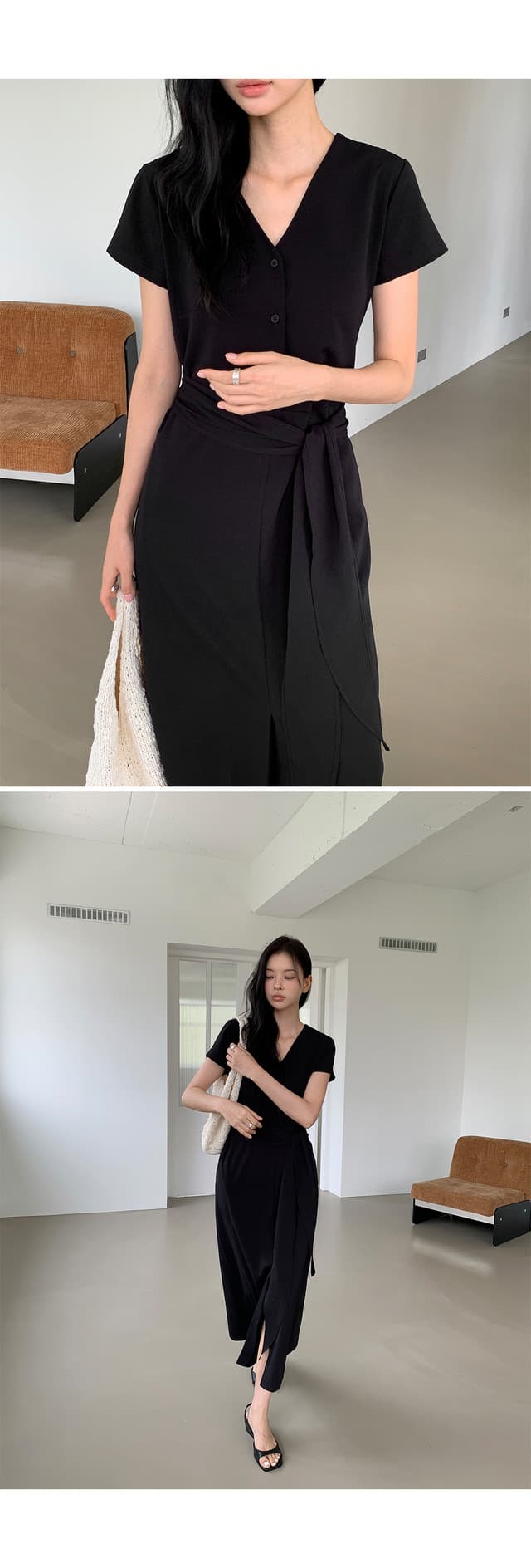 한국 chic 프랑스식 익스트림 제인 레이스업 허리 수축 양면 착용 드레스 상세 이미지 16