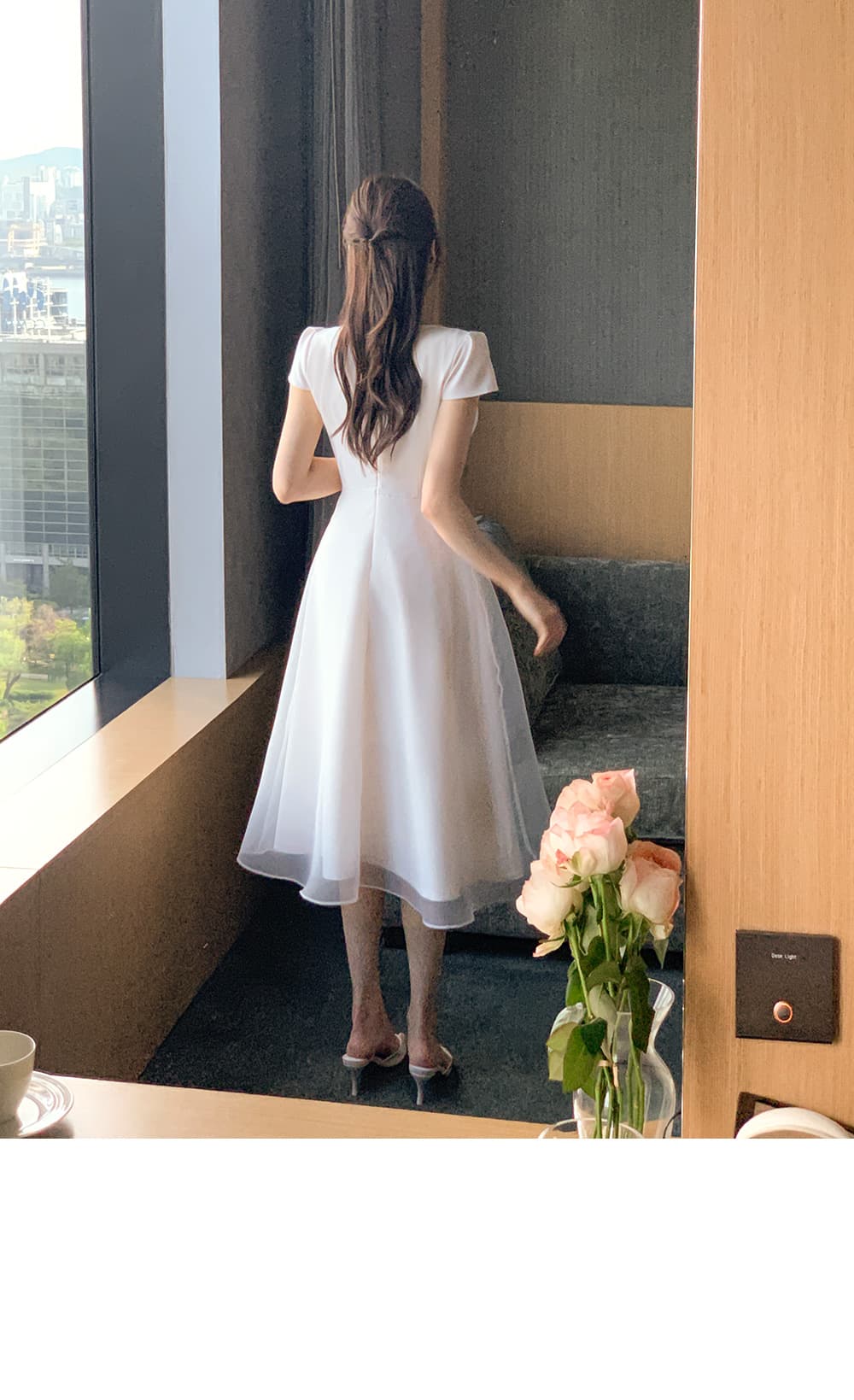 크기 있음 업데이트 한국 chic 프랑스식 부드러운 바람 광장 칼라 이중층 치마 디자인 품격 드레스 상세 이미지 10
