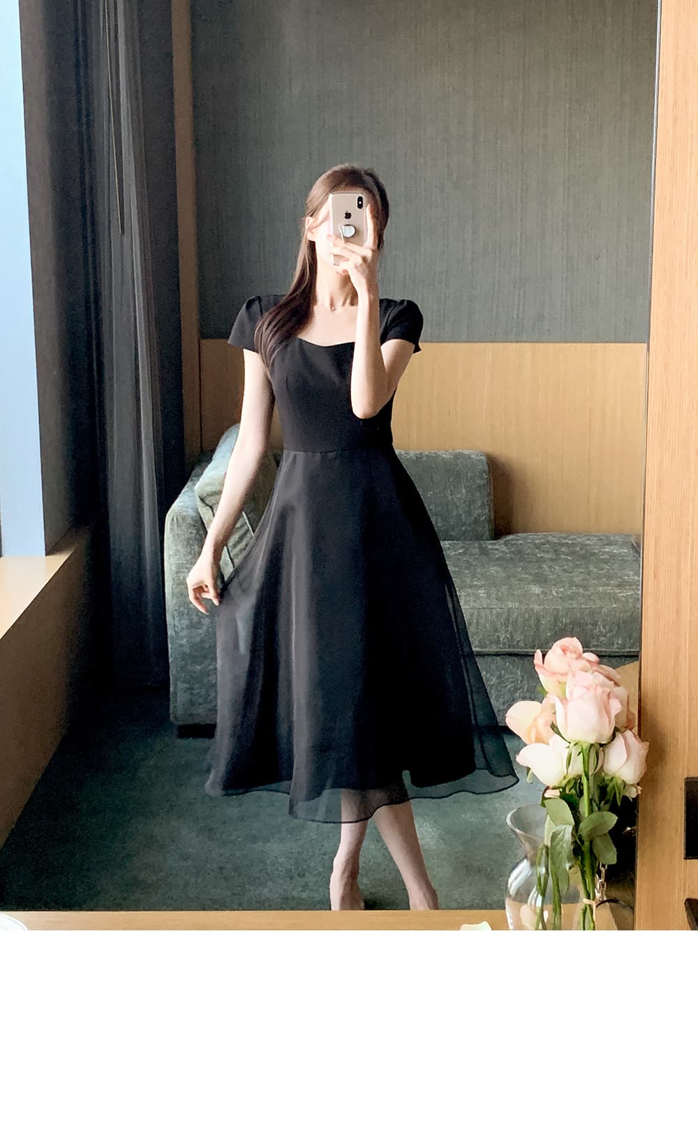 크기 있음 업데이트 한국 chic 프랑스식 부드러운 바람 광장 칼라 이중층 치마 디자인 품격 드레스 상세 이미지 14