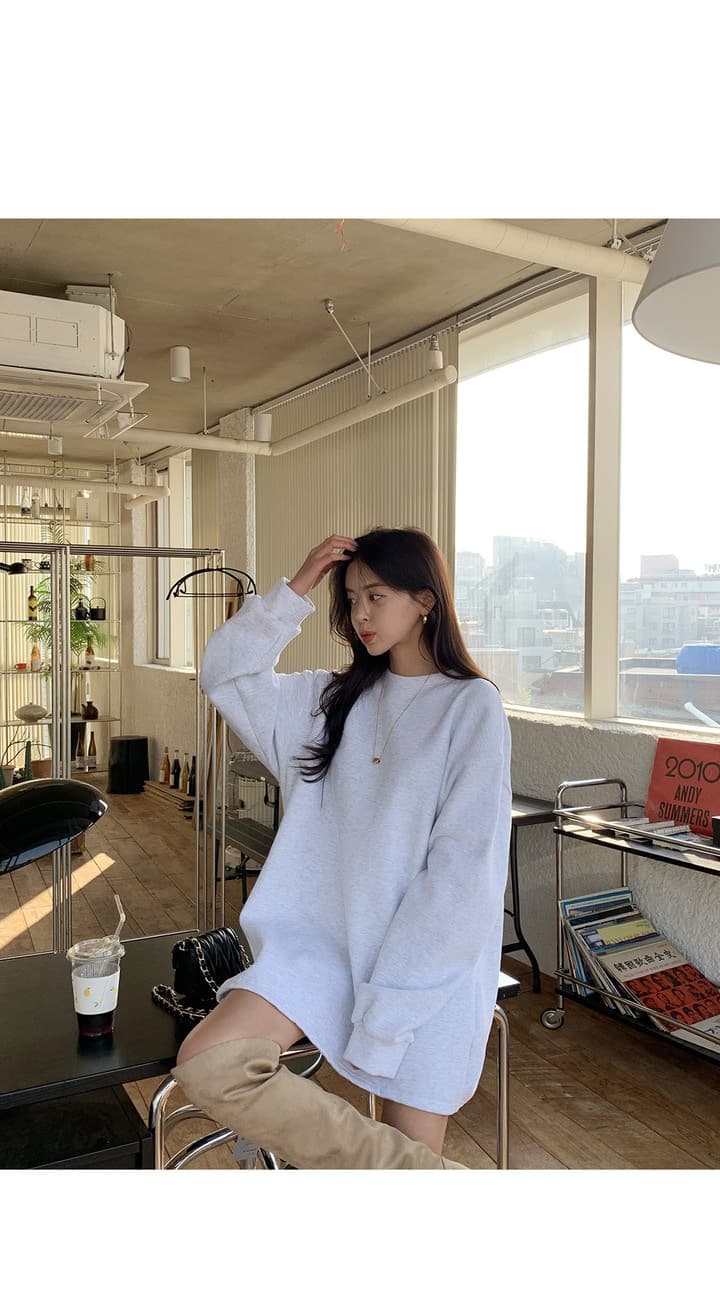 크기 있음 업데이트 한국 chic 라운드 넥 루즈핏 털이 있고 두꺼운 보온 도파민 후드티 드레스 상세 이미지 11