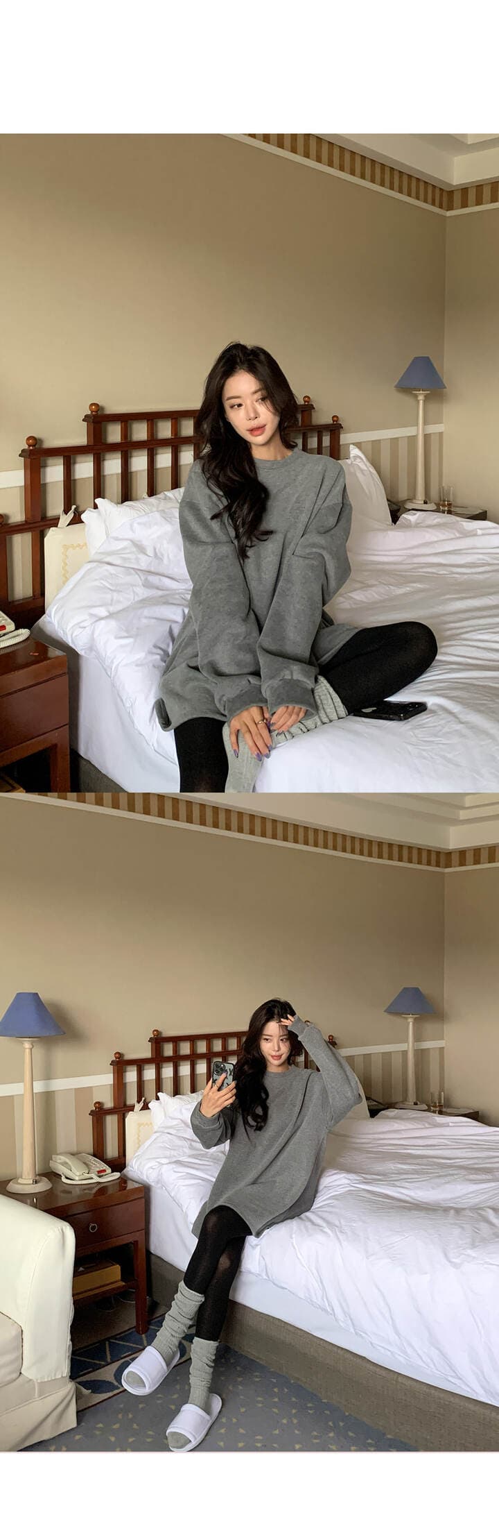 크기 있음 업데이트 한국 chic 라운드 넥 루즈핏 털이 있고 두꺼운 보온 도파민 후드티 드레스 상세 이미지 17