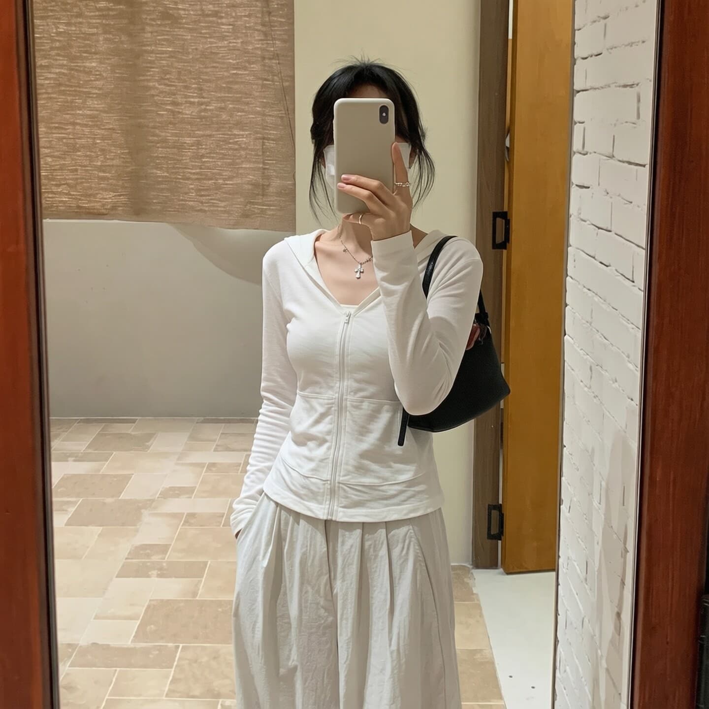 실사 백 순면 빅 사이즈 여성 의류 화이트 대나무 마디 후드 티 스웨터 지퍼 재킷 여성 짧은 오픈 가디건 맨위 이미지 5