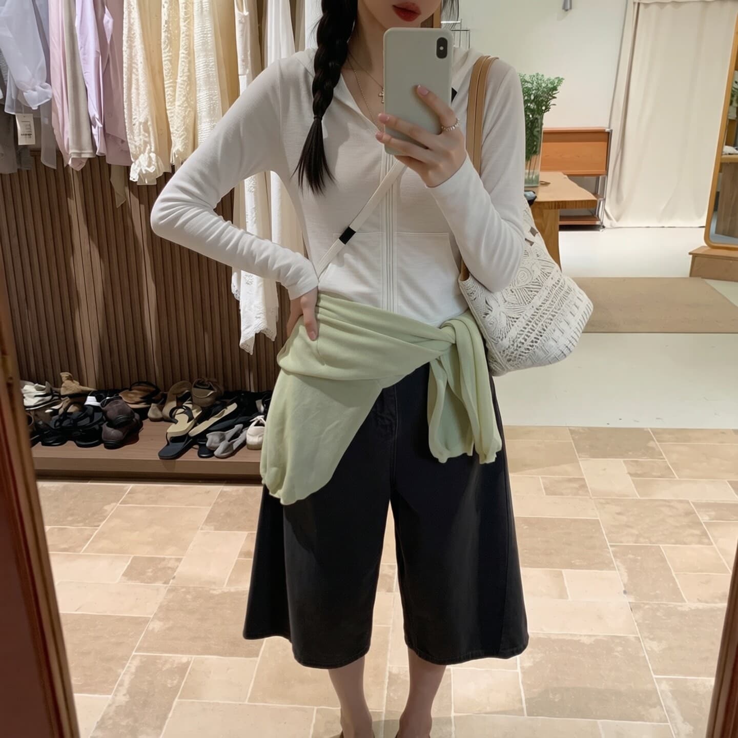 실사 백 순면 빅 사이즈 여성 의류 화이트 대나무 마디 후드 티 스웨터 지퍼 재킷 여성 짧은 오픈 가디건 맨위 상세 이미지 1