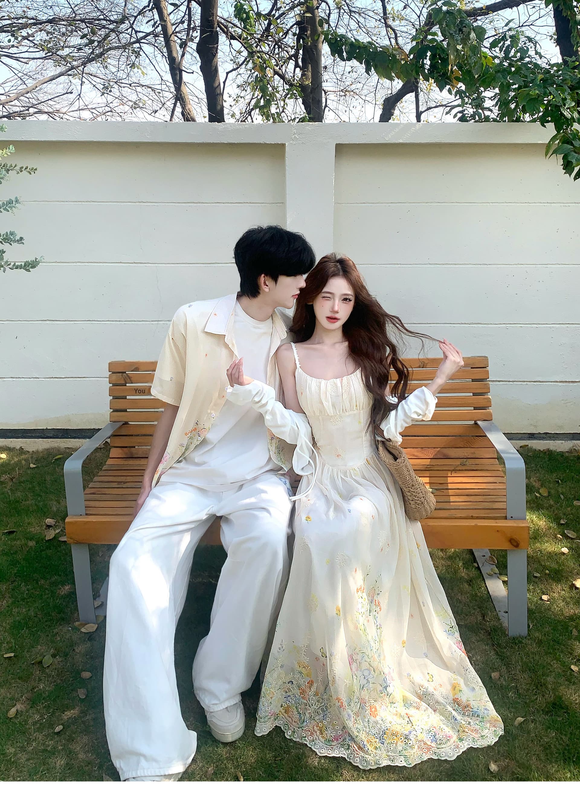 실사 2026 무거운 작업 자수 슬립 여성 드레스 커플 여름 해변가 휴가 바람 허리 수축 슬림해 보이는 아름다운 롱 스커트 상세 이미지 5