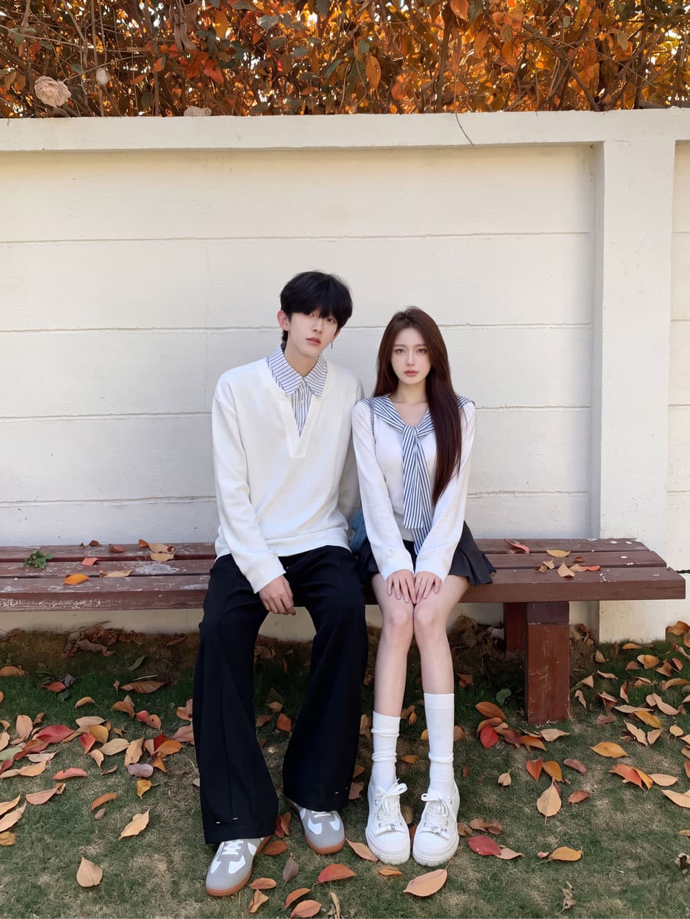 2026 이른 가을 커플 새로운 스트라이프 페이크 레이어드 긴팔 티셔츠 남녀 디자인 센스 몸매 가꾸기 슬림해 보이는 출퇴근 맨위 상세 이미지 11
