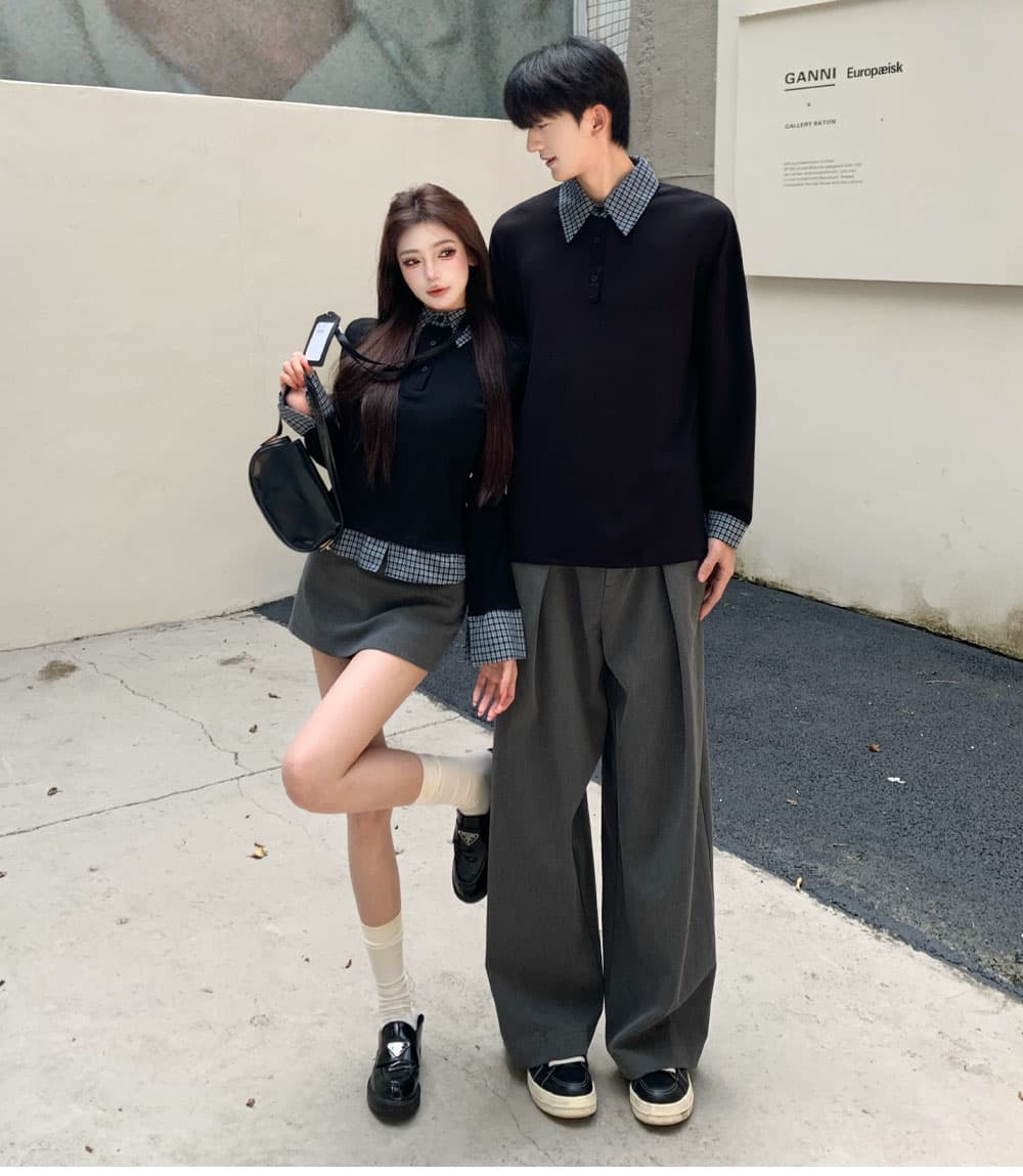 실사 2026 이른 가을 새로운 남녀 검정색 polo 긍정적 인 어깨 티셔츠 여성 디자인 센스 긴팔 넥타이 슬림해 보이는 품격 상세 이미지 10