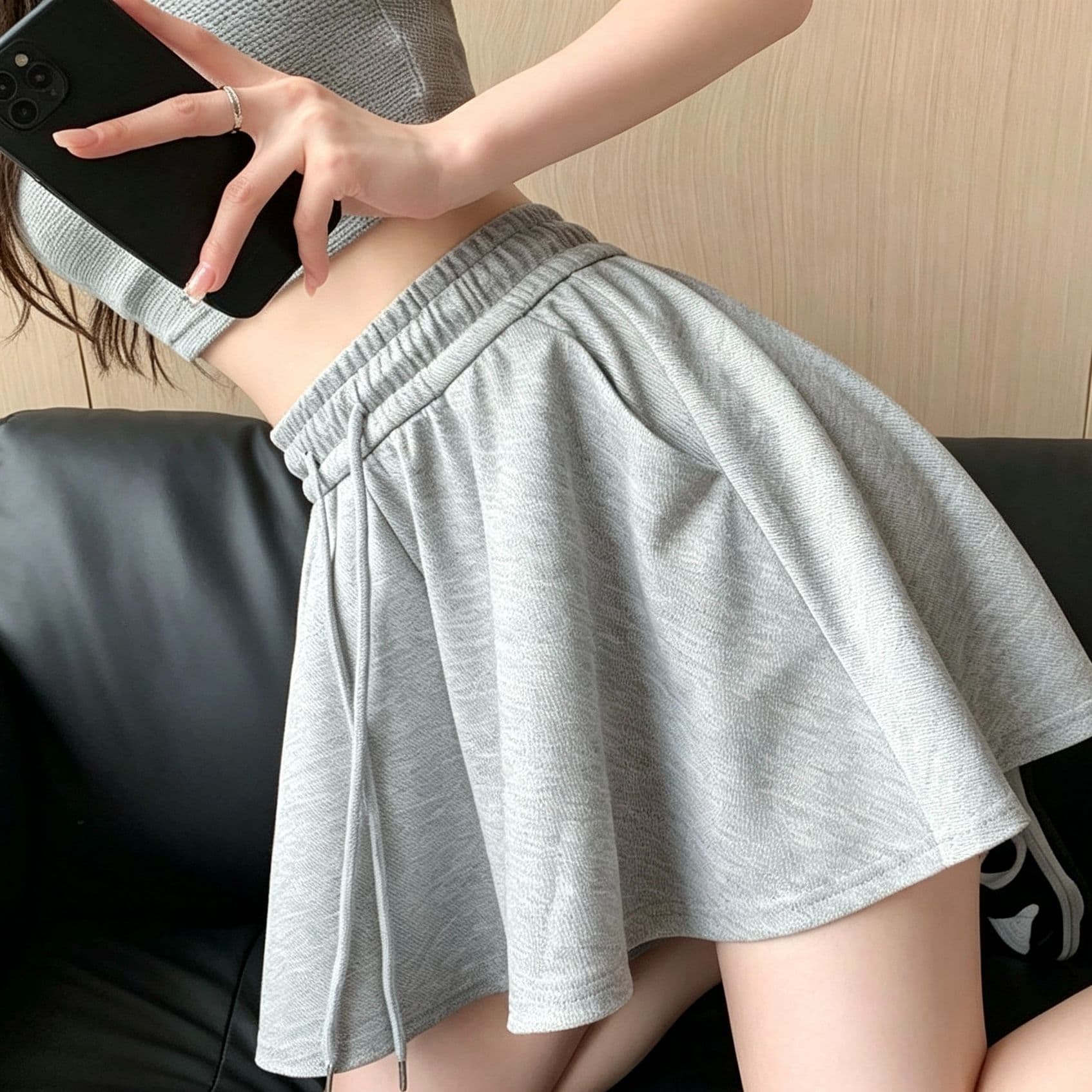 캐주얼 운동 짧은 치마바지 여성 여름 하이웨이스트 작은 키 테니스 치마 한 마디 슬림해 보이는 플리츠 반신 스커트 상세 이미지 1
