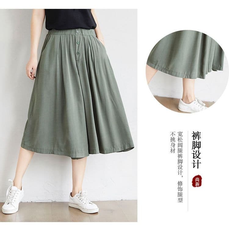 m--5xl 루즈핏 배기 바지 여성 와이드 레그 팬츠 7부 바지 허리밴드 빅 사이즈 여성 바지 슬림해 보이는 상세 이미지 6