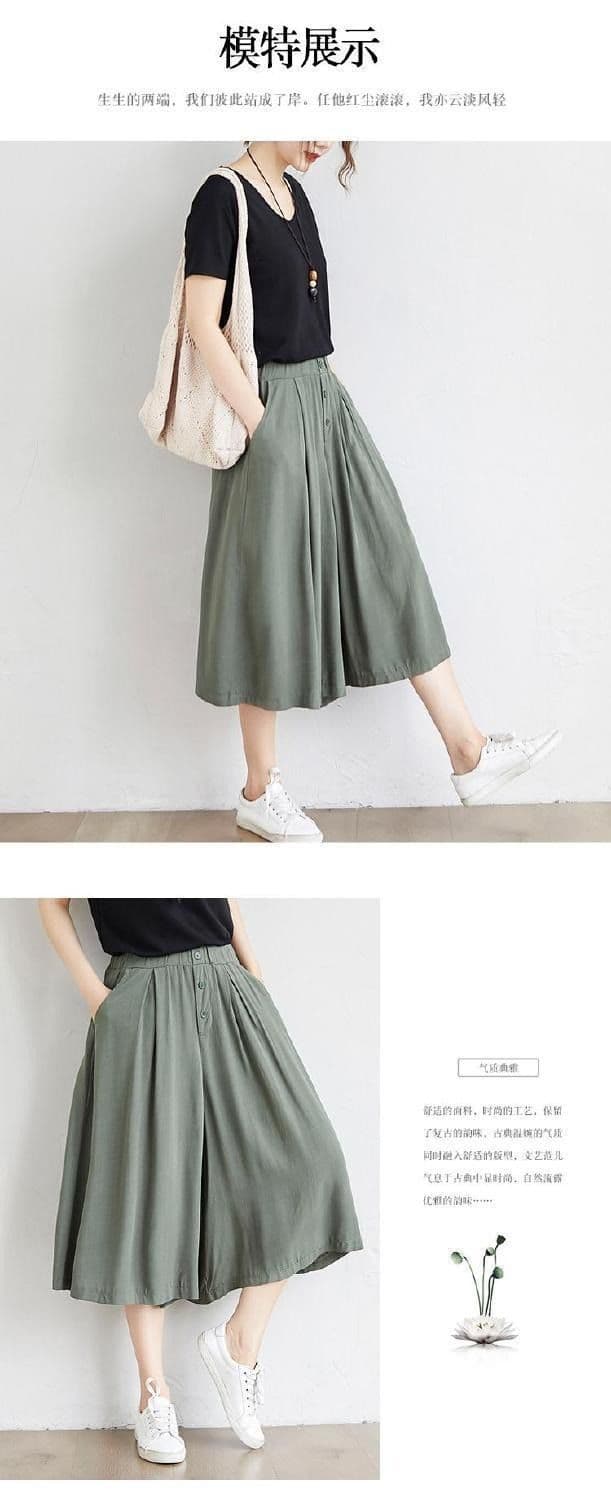m--5xl 루즈핏 배기 바지 여성 와이드 레그 팬츠 7부 바지 허리밴드 빅 사이즈 여성 바지 슬림해 보이는 상세 이미지 9