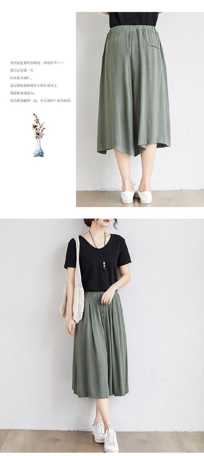 m--5xl 루즈핏 배기 바지 여성 와이드 레그 팬츠 7부 바지 허리밴드 빅 사이즈 여성 바지 슬림해 보이는 상세 이미지 10