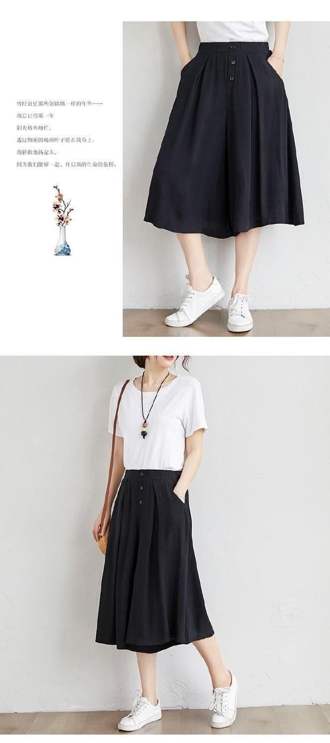 m--5xl 루즈핏 배기 바지 여성 와이드 레그 팬츠 7부 바지 허리밴드 빅 사이즈 여성 바지 슬림해 보이는 상세 이미지 11