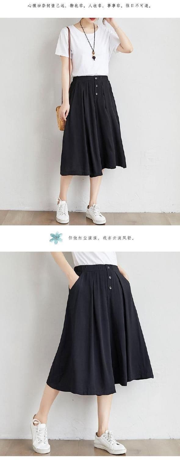 m--5xl 루즈핏 배기 바지 여성 와이드 레그 팬츠 7부 바지 허리밴드 빅 사이즈 여성 바지 슬림해 보이는 상세 이미지 12