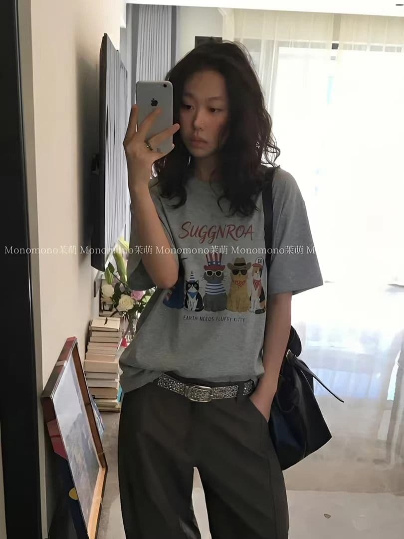 반팔 출퇴근 맨위 여름 섹션 새로운 만화 tee 캐주얼 운동 라운드 넥 티셔츠 트렌디