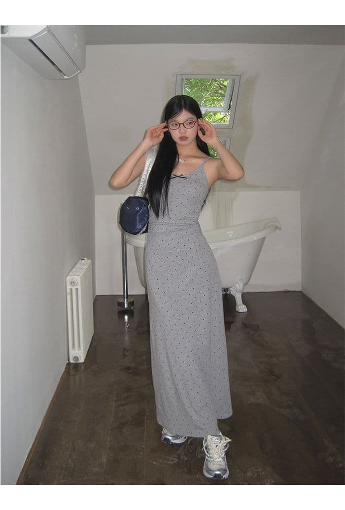2026 가을 새로운 회색 오픈 가디건 슬립 드레스 아이들 전체 집합 핫걸 순수한 욕망 프랑스식 도트 무늬 롱 스커트 상세 이미지 6