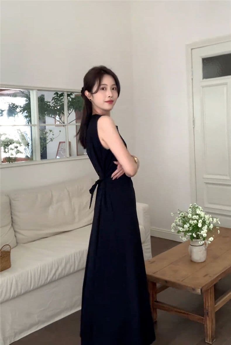벤 바람 검정색 민소매 조끼 원피스 아이들 여름 2026 새로운 차 휴식 프랑스식 품격 루즈핏 롱 스커트 상세 이미지 5