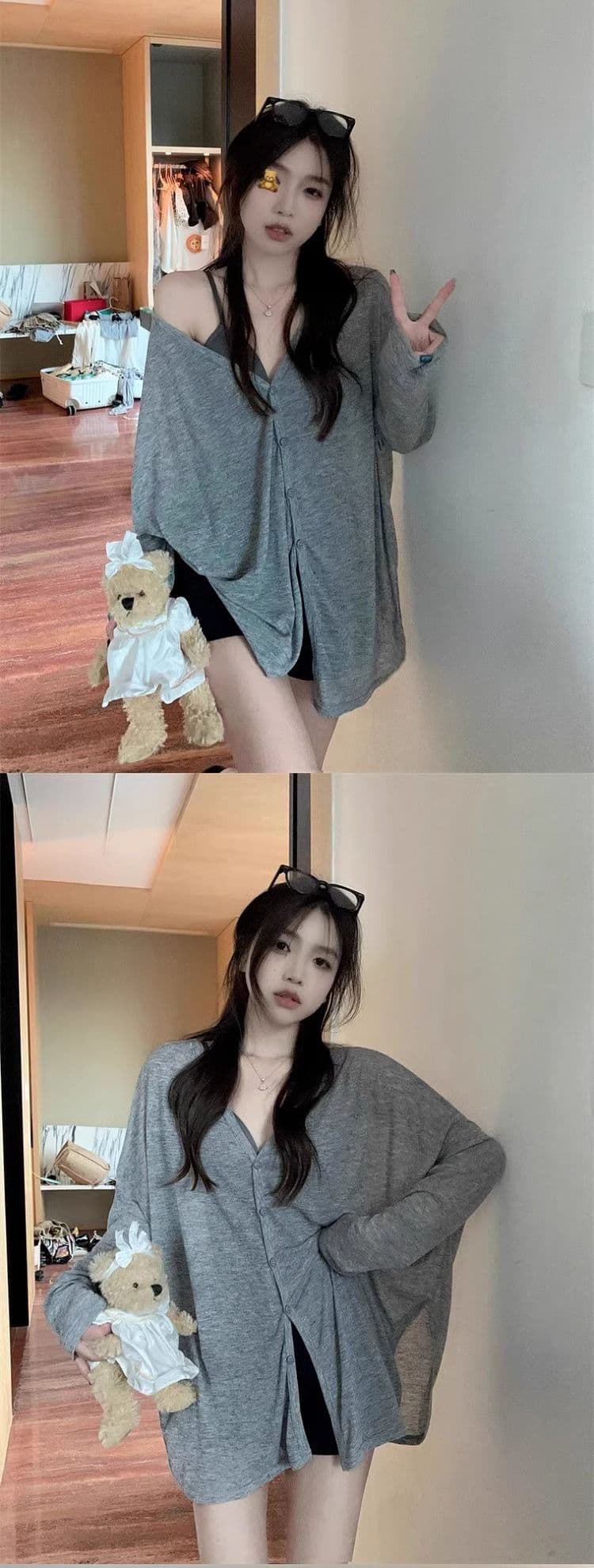 자외선 차단 오픈 가디건 여성 긴 소매 여름 외부 가져 가라. 얇은 스타일 루즈핏 통기성 맨위 마이크로 ~을 통해 에어컨 셔츠 상세 이미지 2