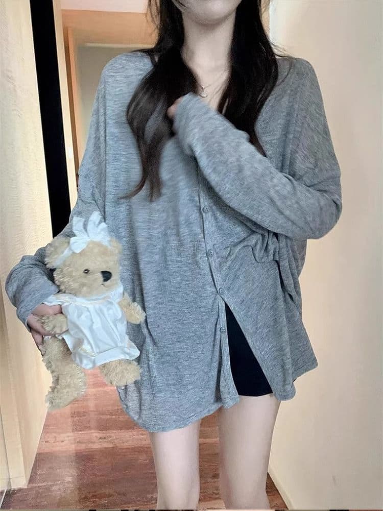 자외선 차단 오픈 가디건 여성 긴 소매 여름 외부 가져 가라. 얇은 스타일 루즈핏 통기성 맨위 마이크로 ~을 통해 에어컨 셔츠 상세 이미지 5