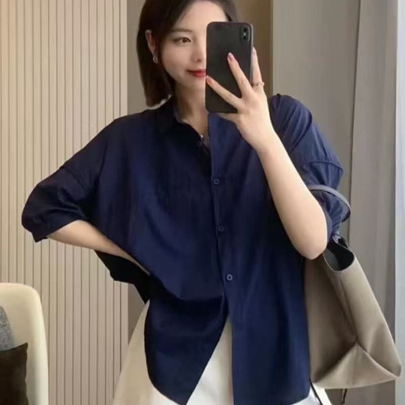 여름 여성 셔츠 2026 새로운 소금 부서 착용 가져 가라. 품격 연령 감소 자외선 차단 여성 셔츠 다용도 한 부서 순면 셔츠 상세 이미지 4