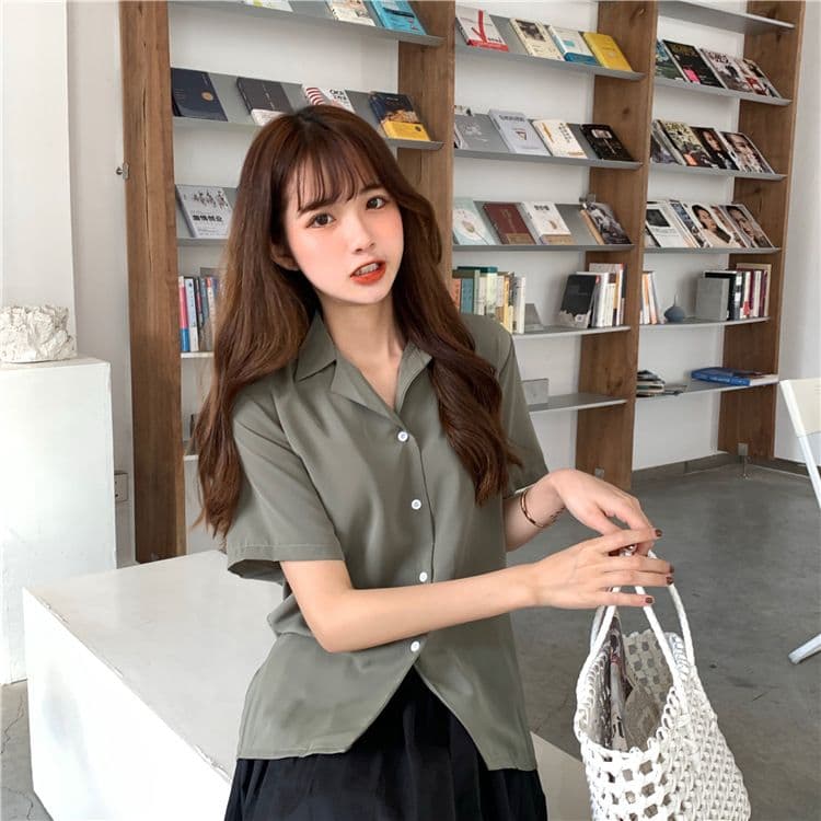 품격 폴로 칼라 화이트 여성 셔츠 디자인 센스 작은 대중 맨위 여성 다용도 반팔 셔츠 트렌디 상세 이미지 14