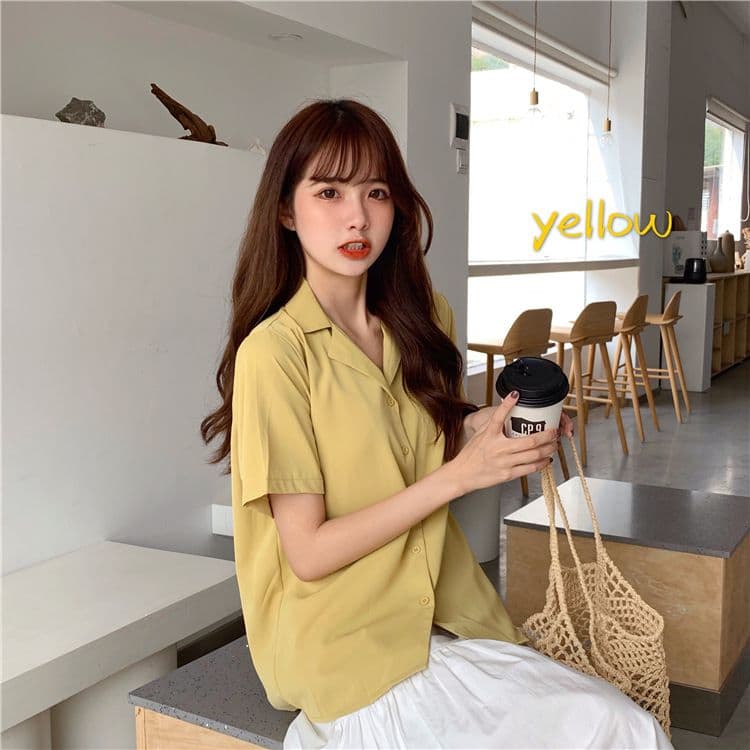 품격 폴로 칼라 화이트 여성 셔츠 디자인 센스 작은 대중 맨위 여성 다용도 반팔 셔츠 트렌디 상세 이미지 16