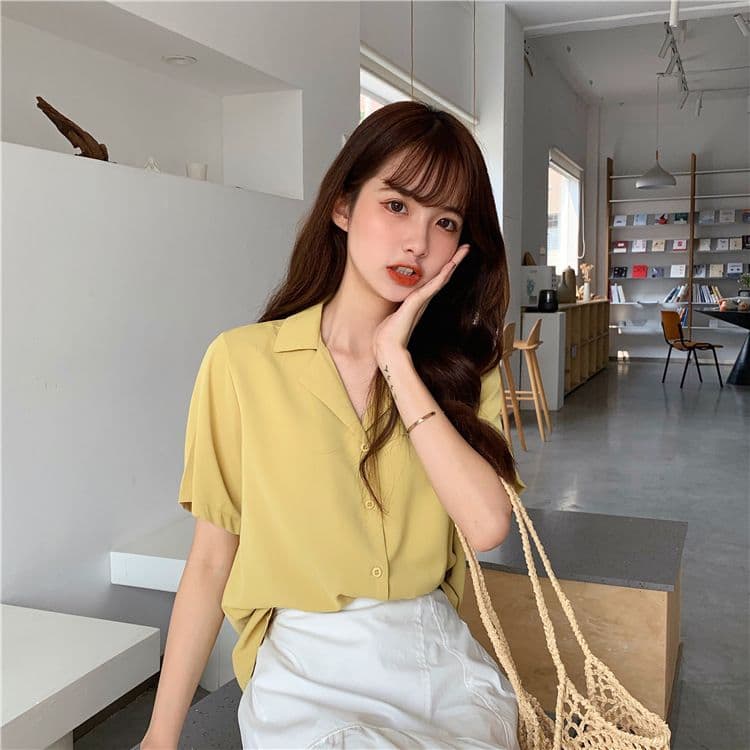품격 폴로 칼라 화이트 여성 셔츠 디자인 센스 작은 대중 맨위 여성 다용도 반팔 셔츠 트렌디 상세 이미지 18