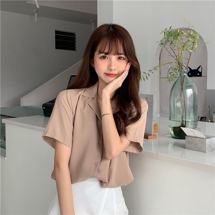 품격 폴로 칼라 화이트 여성 셔츠 디자인 센스 작은 대중 맨위 여성 다용도 반팔 셔츠 트렌디 상세 이미지 34