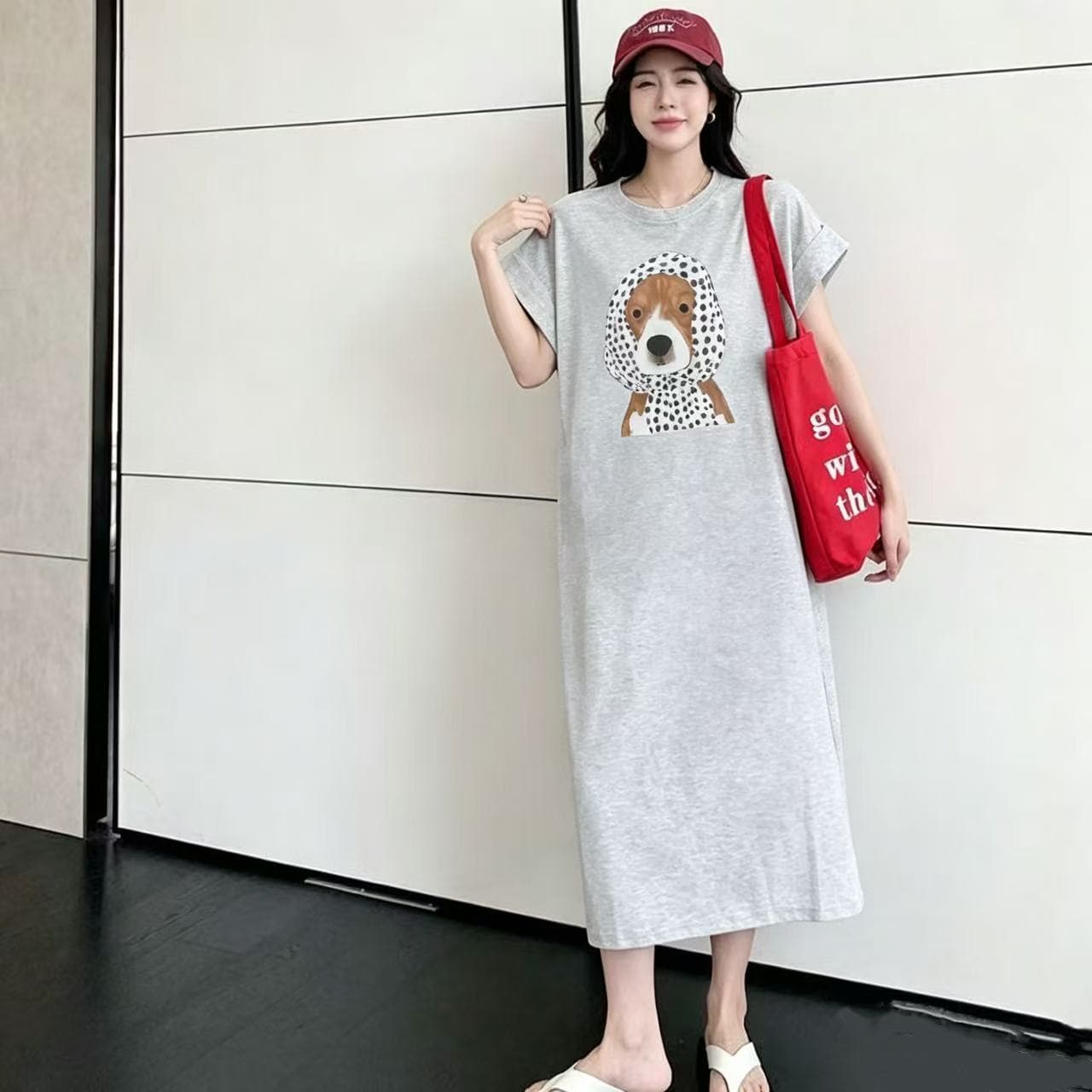 Feifei 소매 한 부서 ins 바람 여름 프린트 스트레이트 치마 다용도 반팔 드레스 상세 이미지 2