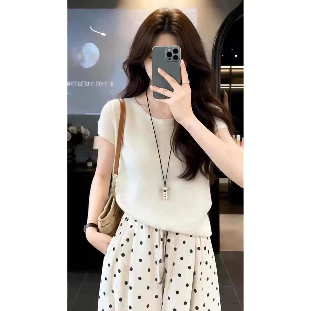 자이언트 잘 생긴 ootd 착용 가져 가라. 전체 집합 2026 새로운 반팔 티셔츠 여성 여름 와이드 레그 팬츠 캐주얼 투피스 슈트 상세 이미지 5