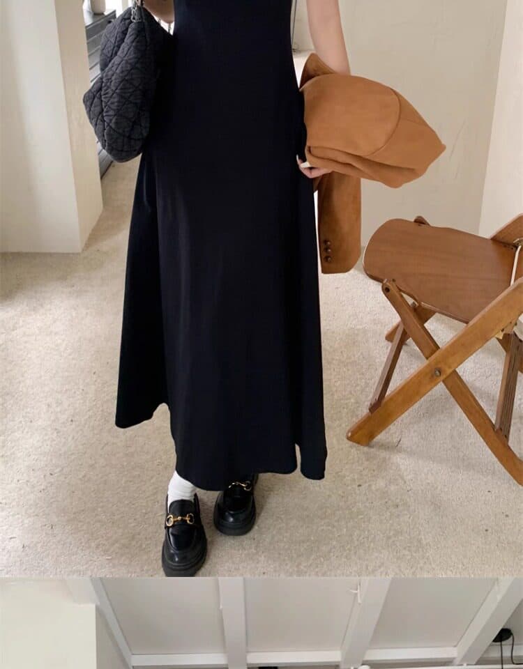 빅 사이즈 패션 세트 여성 가을 작은 샤넬 스타일 긴팔 재킷 지방 mm 검정색 슬립 드레스 슬림해 보이는 투피스 세트 상세 이미지 14