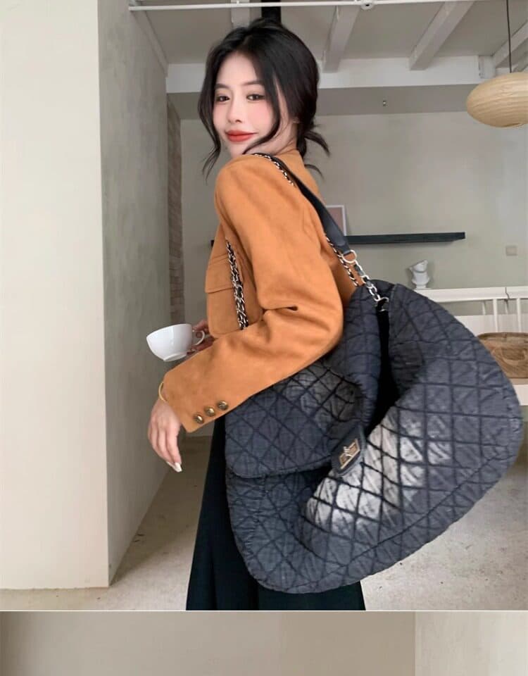 빅 사이즈 패션 세트 여성 가을 작은 샤넬 스타일 긴팔 재킷 지방 mm 검정색 슬립 드레스 슬림해 보이는 투피스 세트 상세 이미지 15