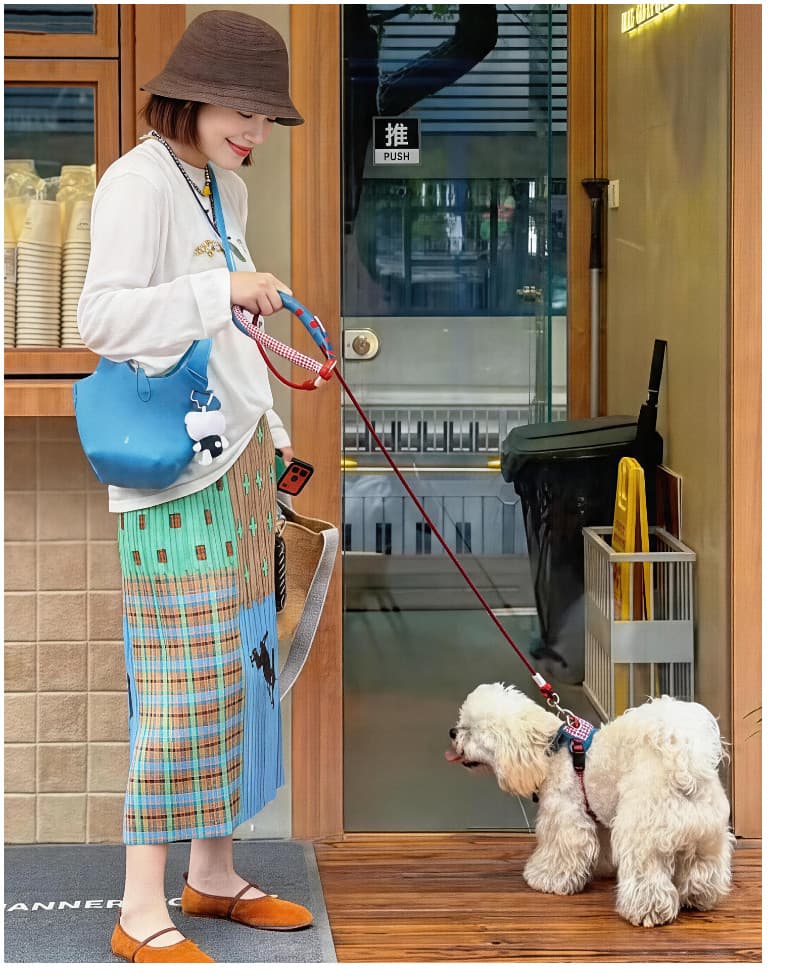 여름 새로운 주름 다용도 캐주얼 치마 휴가 바람 하이웨이스트 슬림해 보이는 일상 착용 가져 가라. 스트레이트 치마 이미지 4