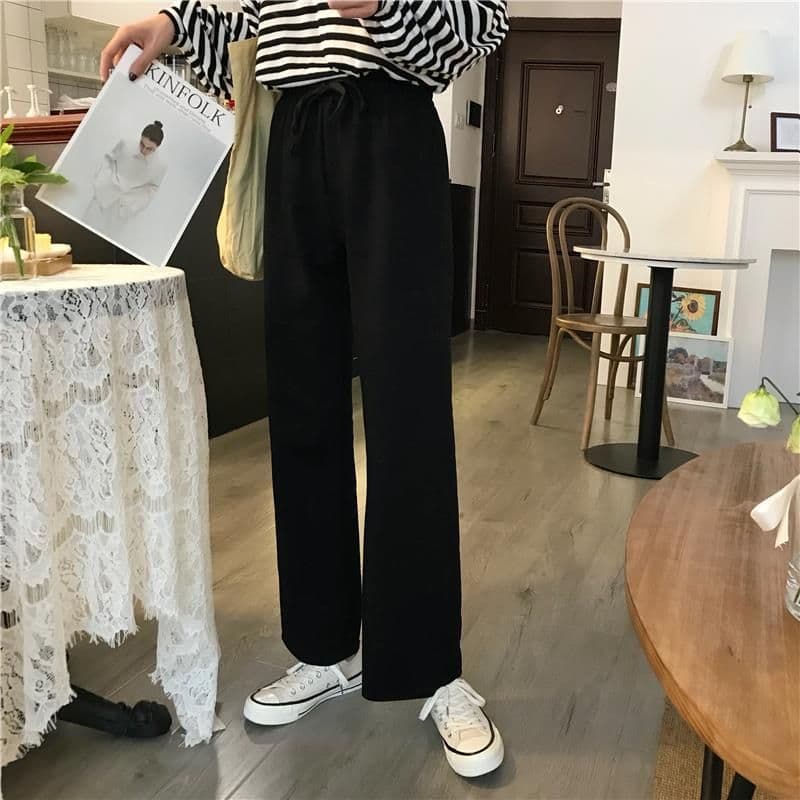 2026 여름 새로운 다용도 캐주얼 와이드 레그 팬츠 한국 스타일 새로운 출퇴근 바지 루즈핏 차가운 얇은 스타일 운동 바지 상세 이미지 9