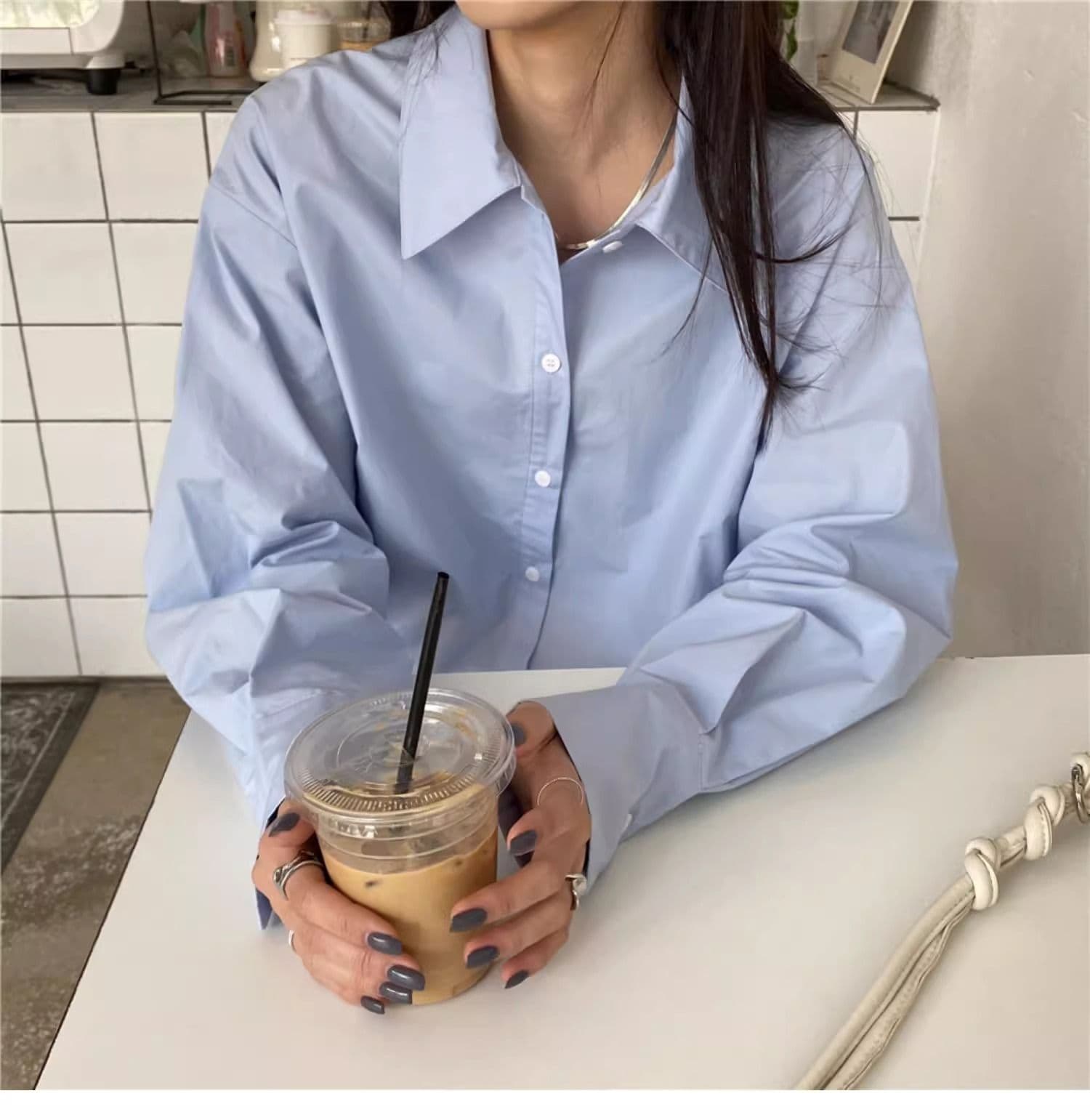 2026 가을 새로운 여성 셔츠 한국 스타일 루즈핏 느긋한 바람 표지 고기 슬림해 보이는 긴팔 자외선 차단 셔츠 재킷 맨위 상세 이미지 5