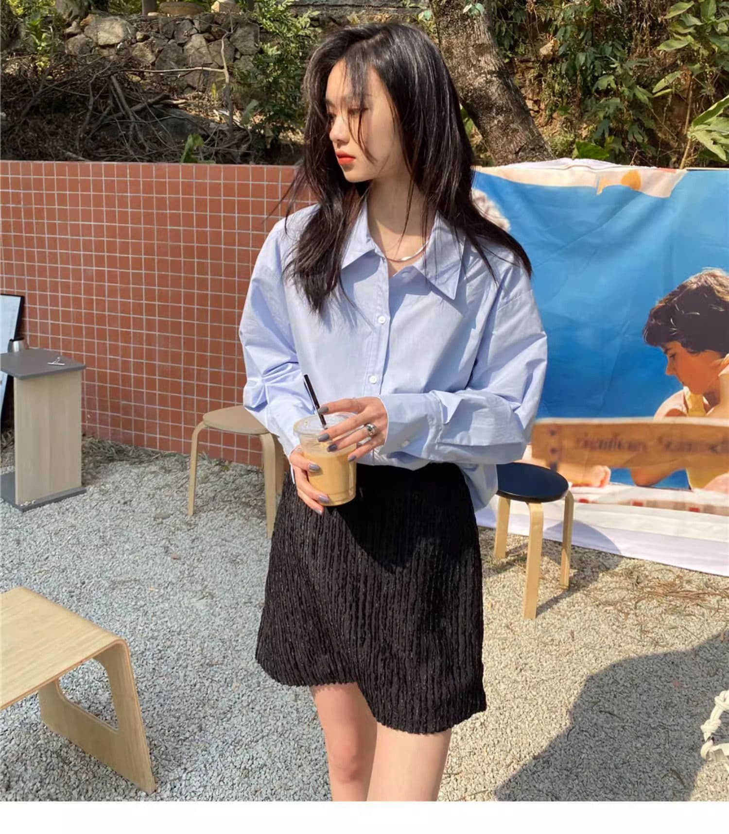 2026 가을 새로운 여성 셔츠 한국 스타일 루즈핏 느긋한 바람 표지 고기 슬림해 보이는 긴팔 자외선 차단 셔츠 재킷 맨위 상세 이미지 8