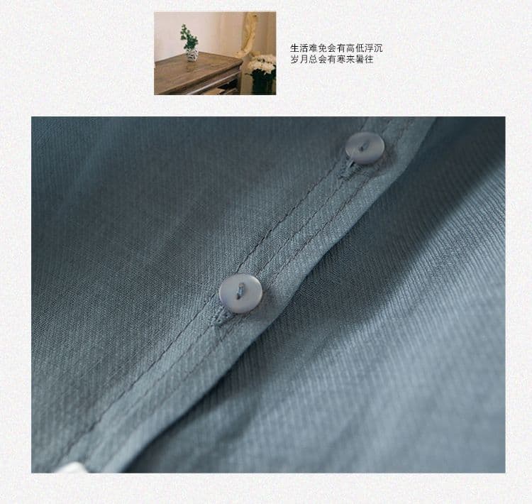 품격 문예 미니멀리즘 바람 면 린넨 반팔 여성 셔츠 올해 여름 새로운 국풍 스탠드 칼라 오픈 가디건 루즈핏 맨위 상세 이미지 15