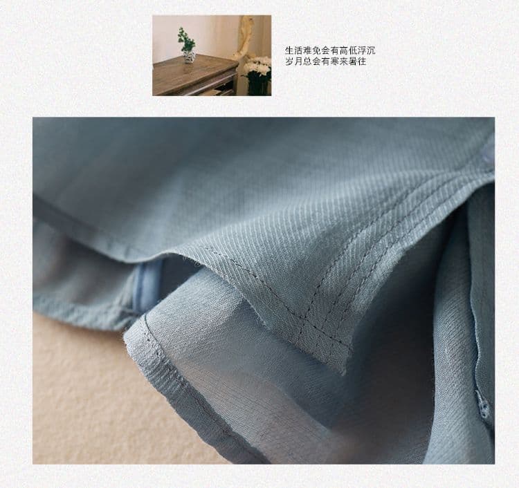 품격 문예 미니멀리즘 바람 면 린넨 반팔 여성 셔츠 올해 여름 새로운 국풍 스탠드 칼라 오픈 가디건 루즈핏 맨위 상세 이미지 17