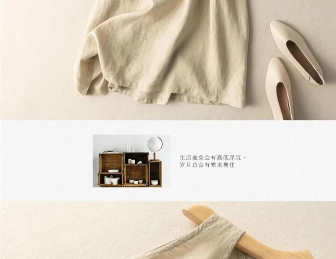 작은 청신 조끼 민소매 치마 면 린넨 여성 의류 여름 새로운 품격 슬림해 보이는 루즈핏 캐주얼 중간 길이 드레스 상세 이미지 17