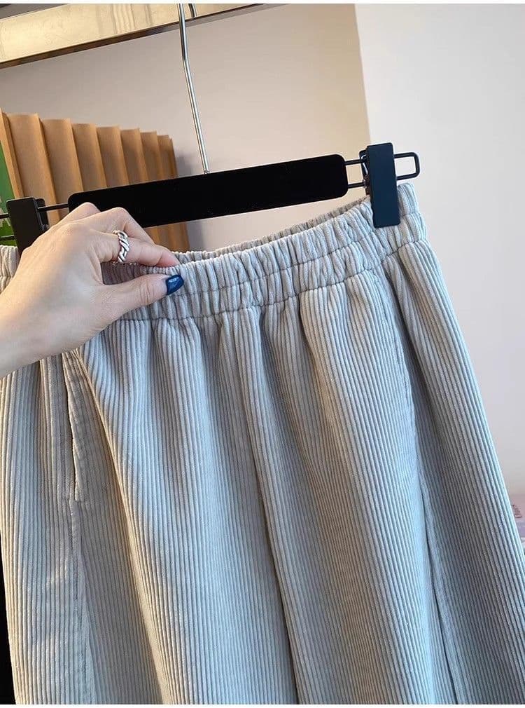 고급 윅 캐시미어 바지 털이 있고 두꺼운 와이드 레깅스 바지 가을 겨울 2027 새로운 루즈핏 스트레이트 팬츠 9 포인트 캐주얼 바지 상세 이미지 8