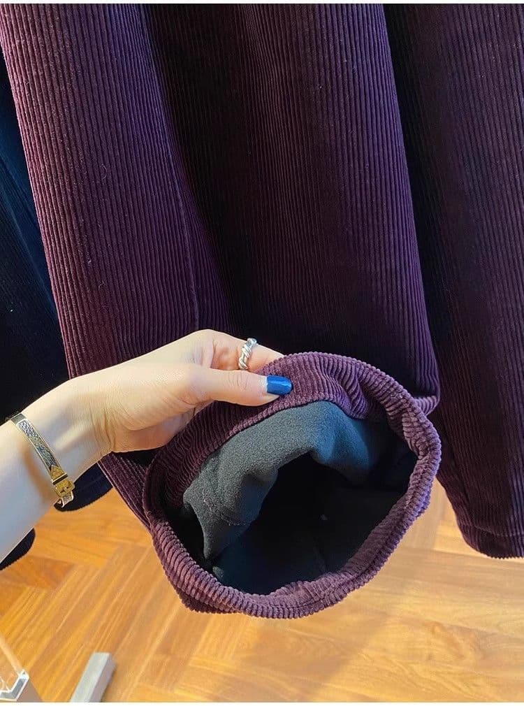 고급 윅 캐시미어 바지 털이 있고 두꺼운 와이드 레깅스 바지 가을 겨울 2027 새로운 루즈핏 스트레이트 팬츠 9 포인트 캐주얼 바지 상세 이미지 18