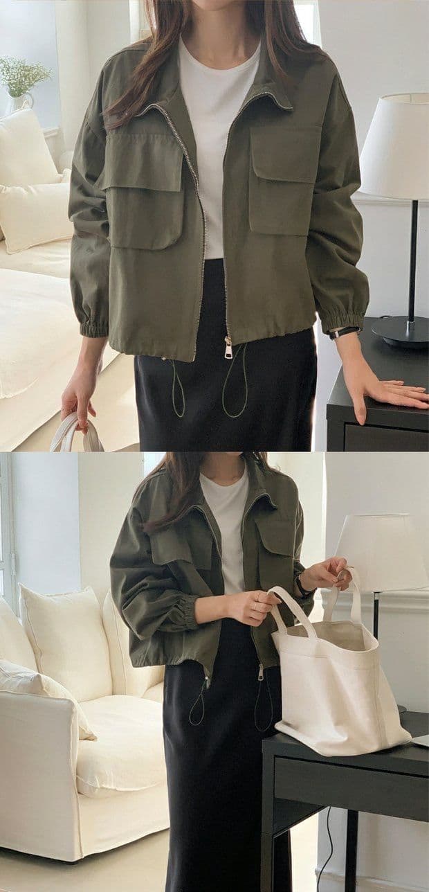 한국 chic 가을 새로운 야구 빅 포켓 BF 바람 캐주얼 지퍼 워크웨어 짧은 재킷 스탠드 칼라 재킷 맨위 상세 이미지 9
