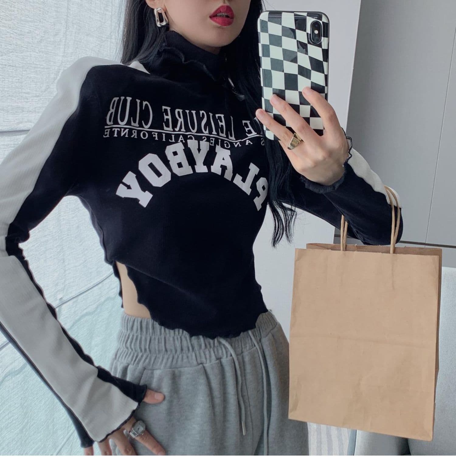 양면 De 플러시 원단 터틀넥 기본 셔츠 인사이드 가져 가라. Chic 맨위 이미지 2
