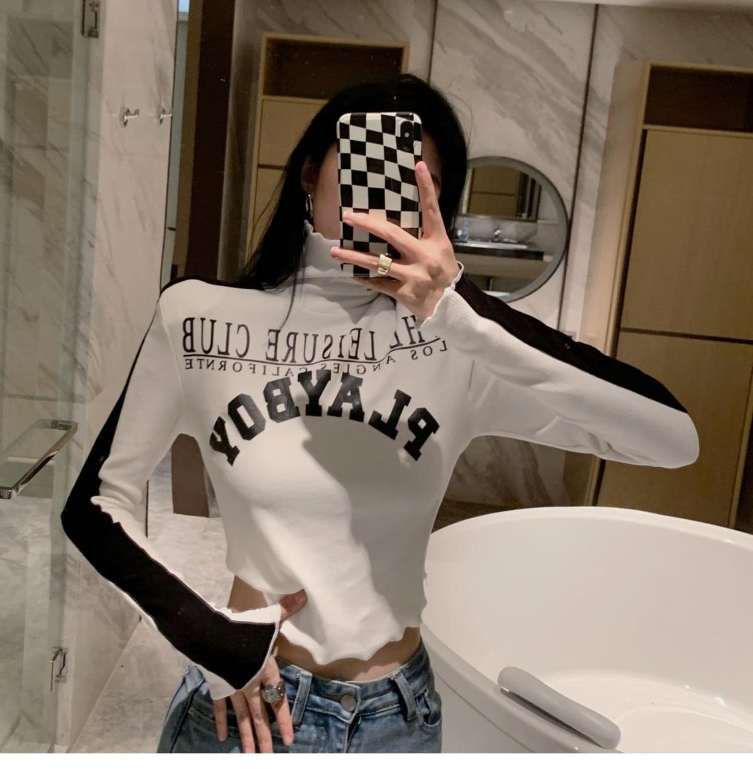 양면 De 플러시 원단 터틀넥 기본 셔츠 인사이드 가져 가라. Chic 맨위 상세 이미지 5