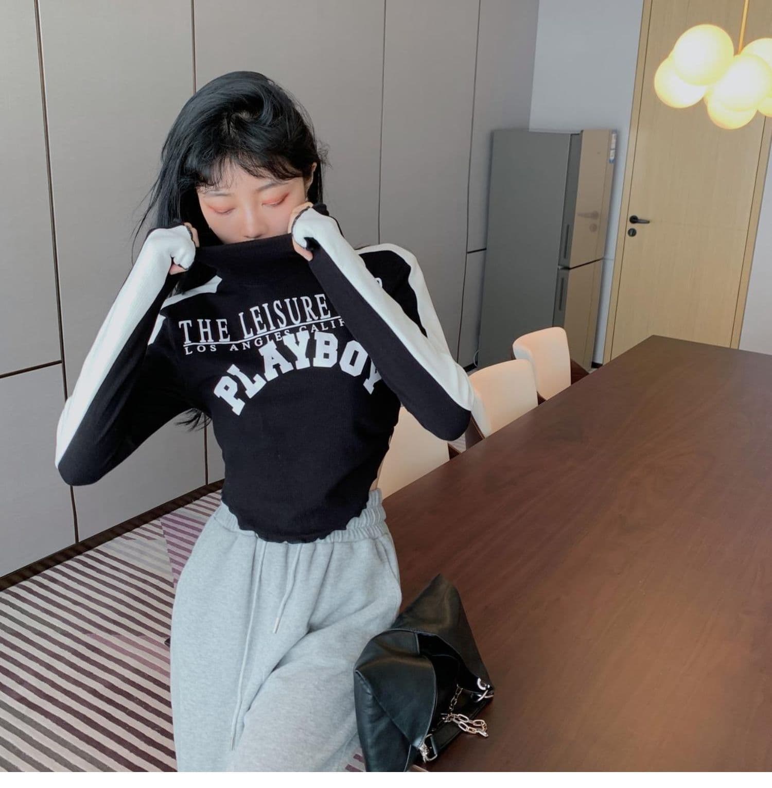 양면 De 플러시 원단 터틀넥 기본 셔츠 인사이드 가져 가라. Chic 맨위 상세 이미지 7