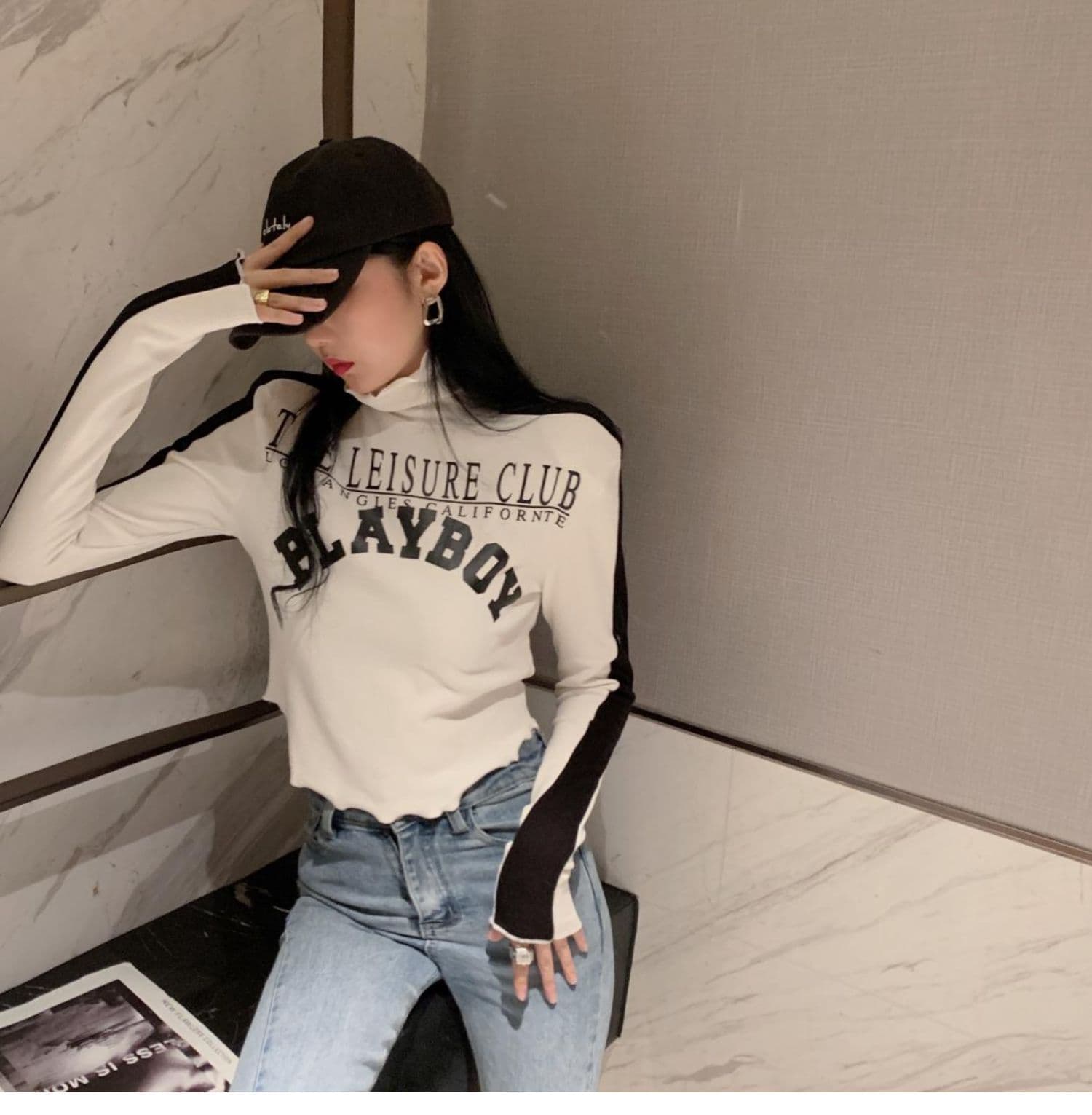 양면 De 플러시 원단 터틀넥 기본 셔츠 인사이드 가져 가라. Chic 맨위 상세 이미지 9