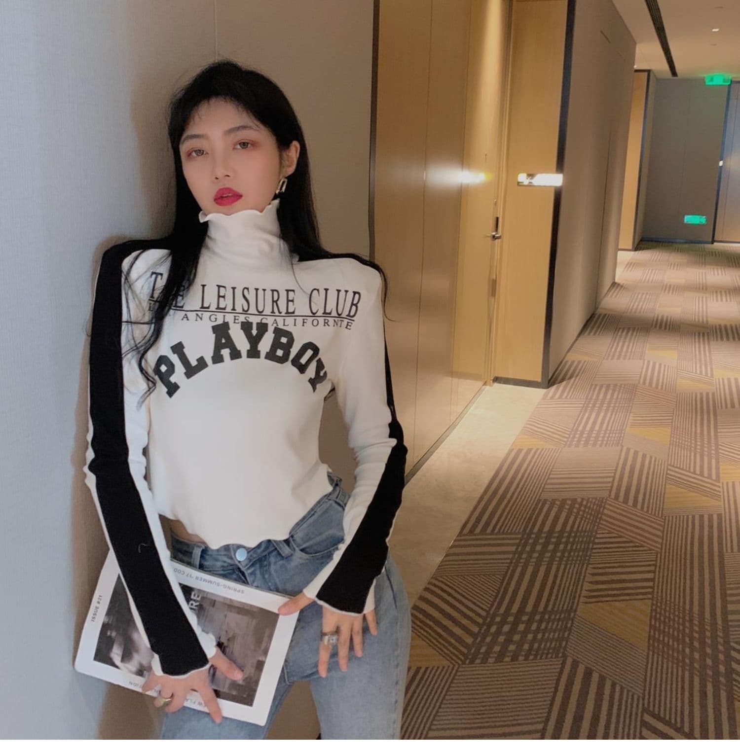 양면 De 플러시 원단 터틀넥 기본 셔츠 인사이드 가져 가라. Chic 맨위 상세 이미지 15