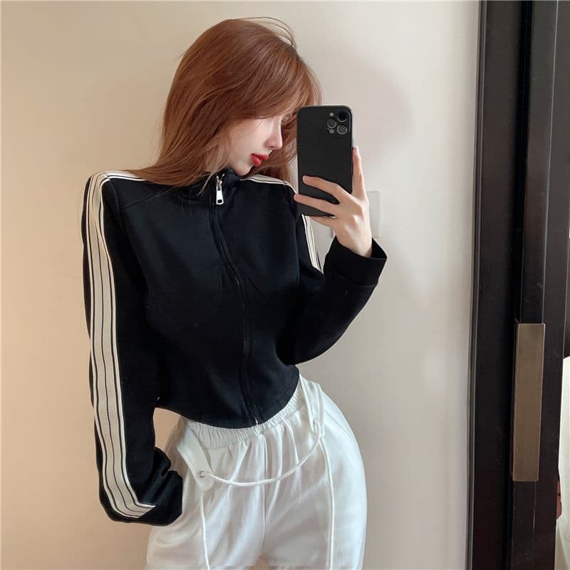 사선 무늬 물고기 규모 당겨 프레임 3개 바 재킷 여성 짧은 디자인 센스 맨위 상세 이미지 13