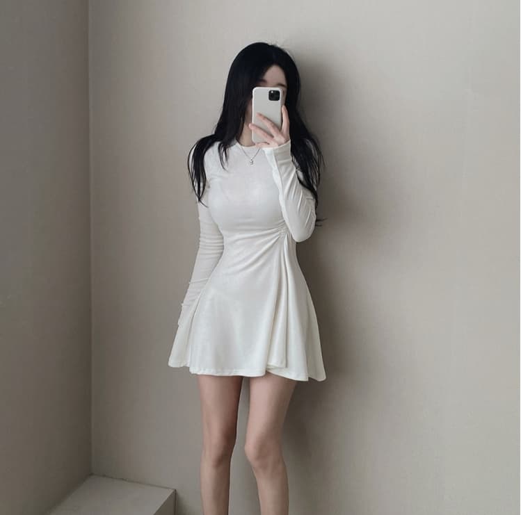 실사 빅 사이즈 지방 mm 다용도 디자인 센스 순수한 욕망 허리 수축 슬림해 보이는 프릴 긴팔 드레스 상세 이미지 10
