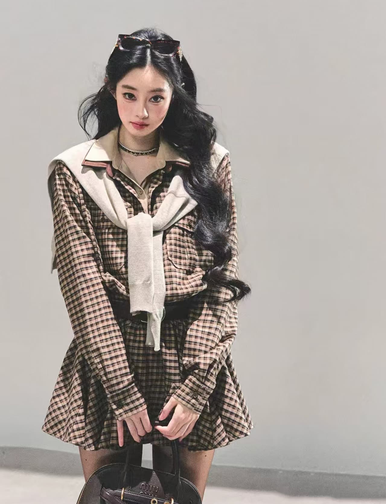 aomalm 덜 또한 눈 높음 지혜 바 En 바람 고급 센스 그는 벤 바람 워크웨어 여성 드레스 가을 퍼프 미니 스커트